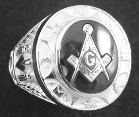 Gothic Sterling Silver Masonic Rings, Solid Back #3G